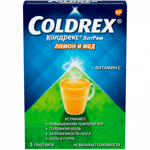 COLDREX HOTREM, honey-lemon, 5 pcs