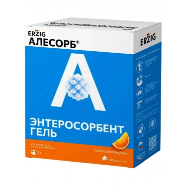 Алесорб Энтеросорбент гель Эрциг для приема внутрь апельсин пакет 10г 20 шт