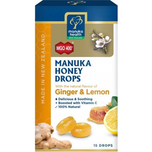  MANUKA honey lozenges, имбирь и лимон, 15 леденцов
